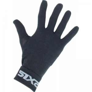 SIXS Merino Wool glove liners 100 Black